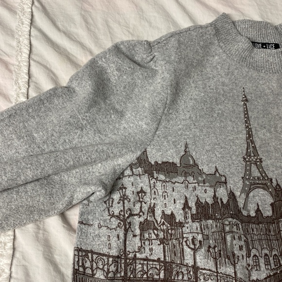 Love and Lace Graphic Long Sleeve Sweater. - Picture 3 of 7